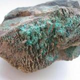 Dark bluish green allophane on dolomite from Viktor mine, Eisenberg near Korbach, Sauerland, Hesse (8,5 cm). (Author: Andreas Gerstenberg)