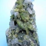 Titanite, "adularia", chlorite
Central St Gotthard Massif, Leventina, Ticino (Tessin), Switzerland
50 mm x 32 mm x 24 mm. Main titanite crystal size: 10 mm. Main adularia crystal size: 6 mm (Author: Carles Millan)