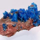 Blue chalcanthite on a matrix, from Planet Mine, La Paz, Arizona, United States Of America. It weighs 98,4 grams and measures 104mm by 55mm by 32mm. (Author: Paul S)