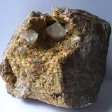 Another shot of the 17 x 13 rock with its dolomite coating and its clear calcite crystals. (Author: Tobi)