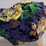 Azurite and Malachite on Fluorite Sidi Ayed Midelt Morocco

Size: 9 x 5.3 x 4 cm
Weight: 206 g (Author: Gordian)