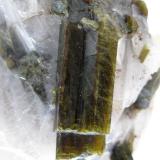 Epidota. La Calera. Cordoba. Argentina.
Tamaño pieza 11x8 cm, Tamaño cristal 4x1.5 cm. (Autor: Jose Luis Otero)