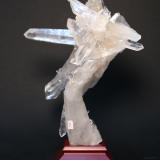 Quartz group from Virginopolis, Minas Gerais, Brazil.  It stands 26 cm tall and the base was made by my good friend Vic Rzonca. (Author: John S. White)