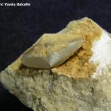 Calcita.
Pedrera Ballús, Cercs, Berguedà, Barcelona, Catalunya, España.
4 x 3,5 x 2,5 cm (cristal 1,2 x 1 cm.) (Autor: Frederic Varela)