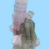 Elbaite, quartz.
Paprok, Kunar Valley, Nuristan Province, Afghanistan
82 mm x 44 mm x 35 mm. Main tourmaline crystal: 59 mm tall, 14 mm wide

Side view (Author: Carles Millan)