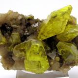 Sulfur, aragonite
Cozzodisi Mine, Casteltermini, Girgenti Province, Sicily, Italy
100 mm x 60 mm x 60 mm. Main sulfur crystal: 44 mm long, 19 mm wide (Author: Carles Millan)