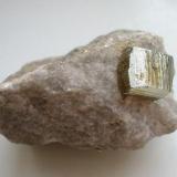 Good pyrite crystal (15 mm) in marble from Holenbrunn near Wunsiedel, Fichtelgebirge, Bavaria. (Author: Andreas Gerstenberg)