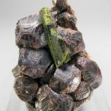 Andradita con Epidota<br />Mina Aguablanca, Monesterio, Comarca Tentudía, Badajoz, Extremadura, España<br />4.6 × 3.6 × 3.1 cm. Cristal mayor: 1.5 × 1.4 cm.<br /> (Autor: Jordi Fabre)