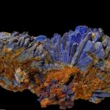 Azurita, 
Mina Francisca, Binifabini, Mercadal, Menorca, Islas Baleares. 
Tamaño de la pieza 6,5x3x2,5 cm., con cristales hasta 1,5 cm. 
Col. y foto Nacho Gaspar. (Autor: Nacho)