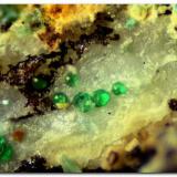 Conicalcita.Mina La Preciosa, Fuente Huerpita, Vall de Almonacid, Comarca Alto Palancia, Castellón / Castelló, Comunidad Valenciana / Comunitat Valenciana, EspañaEncuadre 2 mm. (Autor: Rafa Muñoz(mineralvarado))