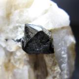 Casiterita sobre cuarzo - Mina San José - Cáceres - Cristal de 0,8 x 0,8 cm. (Autor: Juan C. Agua)