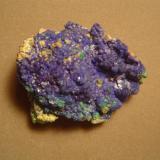 Linarite, also from the "Blue Room", Blanchard Mine.  4.5 X 3.5 cm.  There was a small crawl space off to one side of the Blue Room from which one could extract craystalline masses of linarte such as this.  Linarite is found throughout the mine, often (but not always) associated with galena. (Author: Ed Huskinson)