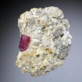 Beryl (red)
Violet Claims, Wah Wah Mts., Beaver Co., Utah, USA
crystal: 9 mm

Red Beryl (9 mm) on altered rhyolite. Violet Claims, Wah Wah Mts., Beaver Co., Utah (Author: Jesse Fisher)