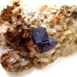 Fluorite crystals on dolomite from Caaschwitz near Gera, Thuringia. The crystal aggregate measures 2 cm. (Author: Andreas Gerstenberg)
