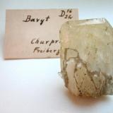 Tabular baryte crystal (4 x 3 cm) from Churprinz Friedrich August mine, Großschirma near Freiberg, Saxony. With Dittmersch collection label (1918). (Author: Andreas Gerstenberg)