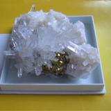 Quartz, Dolomite, Pyrite
Shangbao Mine, Leiyang, Hunan, China. 
Overall size of the specimen: 9 x 7 x 4 cm. (Author: Leon56)