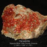Vanadinite: 
"Apache Mine", Gila County, Arizona
specimen size: 35 x 43 x 38 mm (Author: Bruce Sevier)