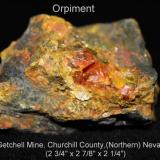 Orpiment: 
"Getchell Mine", Churchill County, (Northern) Nevada
specimen size: 70 x 73 x 57 mm (Author: Bruce Sevier)