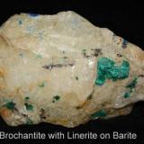 Brochantite with Linarite on Barite Bingham, New Mexico (Author: Bruce Sevier)