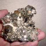 The first one is a nice Pyrite 
from Concepción del Oro, Zacatecas.
85 x 105 x 90 mm
Main crystal: 13 mm on edge (Author: Carlos M.)