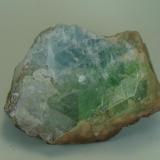 Fluorita recubierta de Marcasita y Cuarzo, Drius Lode, South Crofty Mine, Camborne, Cornualles, Inglaterra, Gran Bretaña, detalle del núcleo de fluorita verde. (Autor: Juan María Pérez)