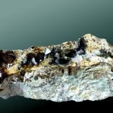 Anatasa + Brookita
Pashine, Kharan (dist.), Kharan (mt.), Baluchistan (Balochistan), Pakistan. Ras-Koh.
5,0 x 10,8 x 3,6 cm. (ejemplar) / 1,0 x 0,6 x 0,6 cm. (cristal pral.)
Cristales bipiramidales y bipiramidales truncados, con un grupo de pequeños cristales de Brookita. Sorprende el gran número de cristales en un único ejemplar (y no están pegados).
Ejemplar de  2007 (Autor: Carles Curto)