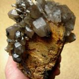 Smoky quartz on orthoclase
Lattice quartz occurrence, Karibib District, Erongo Region, Namibia
110 x 100 x 85 mm (Author: Tobi)