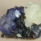 Fluorita con Calcita y Esfalerita
Elmwood Mine, Tennessee, EEUU
40x25x30 mm (Autor: Juan María Pérez)