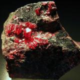 Cinabrio c/Dolomita.
Pozo San Teodoro, Almadén, Ciudad Real, España.
8,5x8,5x4 cm.
Cristales hasta 1 cm. Col. y foto Nacho Gaspar. (Autor: Nacho)