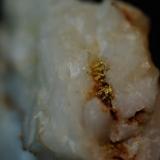Oro nativo en cuarzo
Perran St George Mine, Perranzabuloe, Cornualles, Inglaterra, Gran Bretaña
45x34x20 mm detalle lateral (Autor: Juan María Pérez)