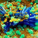 Linarite, Malachite
Monte Trisa Mines, Mercanti Valley, Torrebelvicino, Vicenza Province, Veneto, Italy
2.31 mm group of blue Linarite crystals with green Malachite balls (Author: Matteo_Chinellato)
