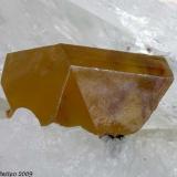 Sphalerite
La Facciata quarry, Carrara, Apuan Alps, Massa-Carrara Province, Tuscany, Italy
5.66 mm orange Sphalerite crystal on marble (Author: Matteo_Chinellato)