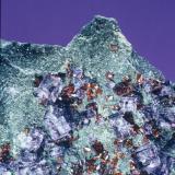 Fluorite &amp; sphalerite
Bluffton Stone Co. quarry, Bluffton, Ohio, USA
5 cm field of view (Author: John Medici)