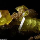 Sulphur
Cozzodisi Mine, Casteltermini, Agrigento Province, Sicily, Italy
Area of 4.4 cm. with several clear and perfect Sulphur crystals (Author: Matteo_Chinellato)