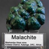 Malachite
Mashamba West mine, Kolwezi District, Katanga Copper Crescent, Katanga, Democratic Republic of Congo, Africa.
9 x 8 x 3 cm; 290 gram (Author: Louis Friend)