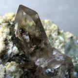Smoky quartz
Göscheneralp, Uri, Switzerland
Small clear crystal at the backside, 14 mm (Author: Tobi)