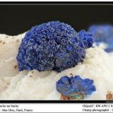 Azurite on Barite
Mas Dieu, Mercoirol, Gard, France
fov 9 mm (Author: ploum)