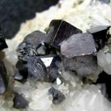Galena, quartz
Madan ore field, Rhodope Mts, Smolyan Oblast, Bulgaria
Galena cubes ~ 1 cm (Author: Tobi)