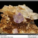 Fluorite and quartz
Mont-Chemin, Valais, Switzerland
fov 40 mm (Author: ploum)