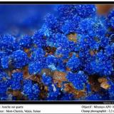 Azurite on quartz
Mont-Chemin, Valais, Switzerland
fov 2.3 mm (Author: ploum)