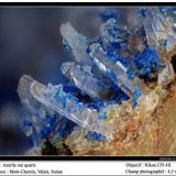 Azurite on quartz
Mont-Chemin, Valais, Switzerland
fov 4 mm (Author: ploum)