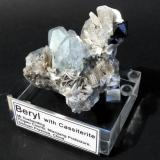 Beryl var. Aquamarine with Cassiterite, Muscovite
Mt Xuebaoding Pingwu County, Mianyang Prefecture, Sichuan Province, China.
9 x 8 x 7 cm; 250 gram (Author: Louis Friend)