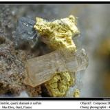 Mimetite and quartz and sulfur
Mas Dieu, Gard, France
fov 4 mm (Author: ploum)