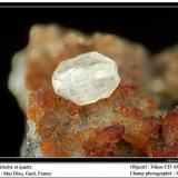 Cerussite on quartz
Mas Dieu, Gard, France
fov 5.5 mm (Author: ploum)