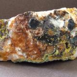 Plumbogummite, Mimetite, Quartz, Limonite and  Manganese Oxides
Dry Ghyll, Caldbeck Fells, Cumbria.
85 x 30 mm (Author: nurbo)