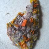 Wulfenite
Rowley Mine, Painted Rock Mts, Maricopa Co., Arizona, USA
Specimen height 45 mm, largest crystal 5mm (Author: Tobi)
