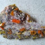 Wulfenite
Rowley Mine, Painted Rock Mts, Maricopa Co., Arizona, USA
Specimen width 45 mm, largest crystal 5mm (Author: Tobi)