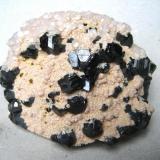 Sphalerite, rhodochrosite, calcite, chalcopyrite
Trepca complex, Trepca valley, Kosovska Mitrovica, Kosovo
Specimen width 85 mm (Author: Tobi)