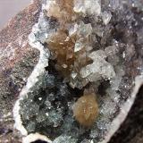 Thomsonite, Calcite and Chabazite
Craighill Quarry, Co Antrim, N. Ireland, UK
FOV 15 x 12 mm (Approx) (Author: nurbo)