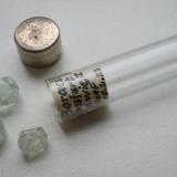 Boracite
Ludwig II shaft, Staßfurt, Saxony-Anhalt, Germany.
crystal width: 4-6 mm
A 1923 find in original glass vial. (Author: Andreas Gerstenberg)